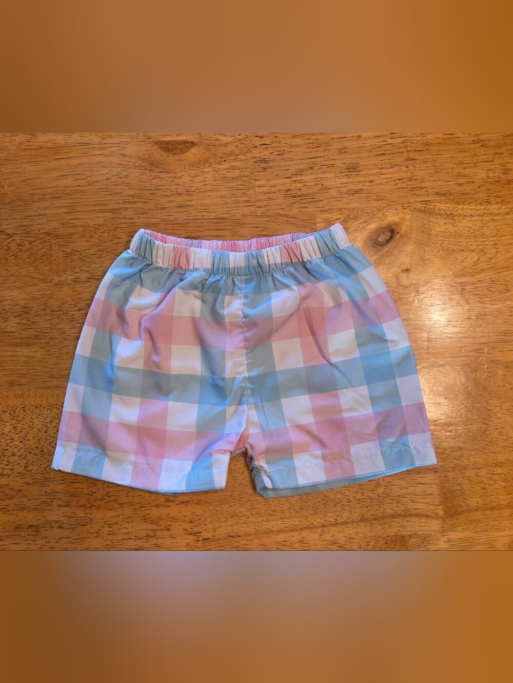 Kids Pastel Pink & Light Blue Plaid Elastic-Waist Shorts